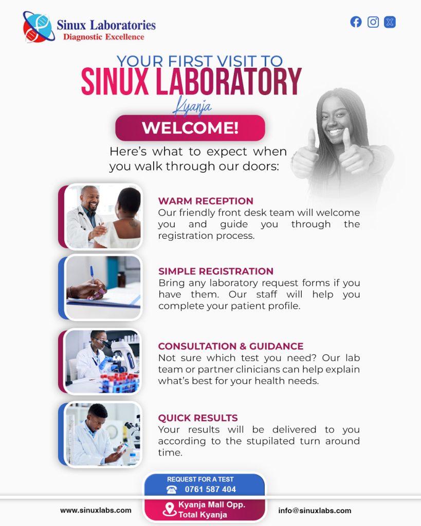 Better Graphic Designs for Sinux Laboratory by Digital Atrium Advertising in Uganda